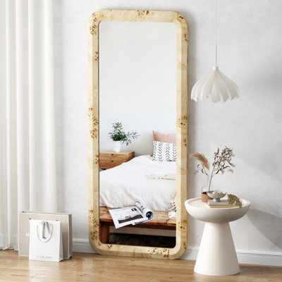 Solid Wood Rectangle Leaning and Wall Full Length Mirror