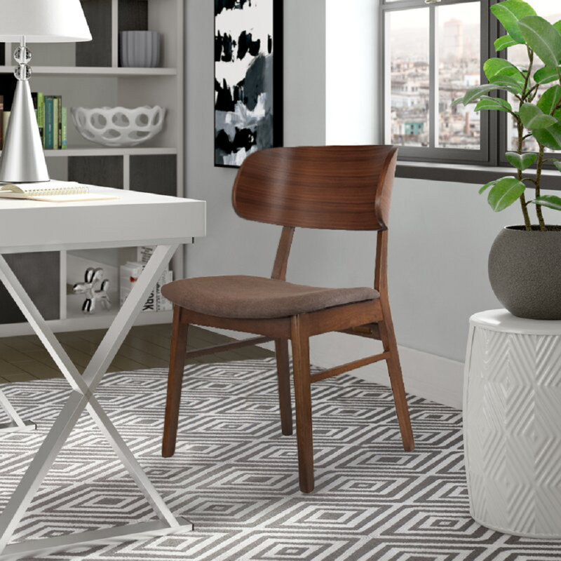 Hartzog Set of 2 Dining Chairs - Solid Wood Frame with Upholstered Fabric Seats - Open Back Kitchen & Dining Room Chairs, 2
