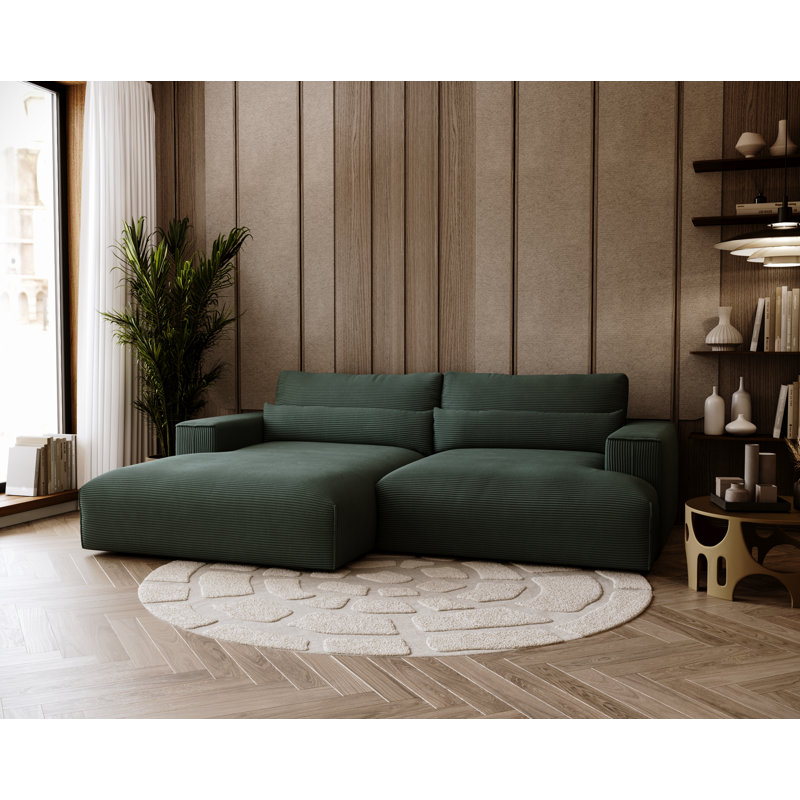 Teador 3 Seater Corner Sofa , Forest Green