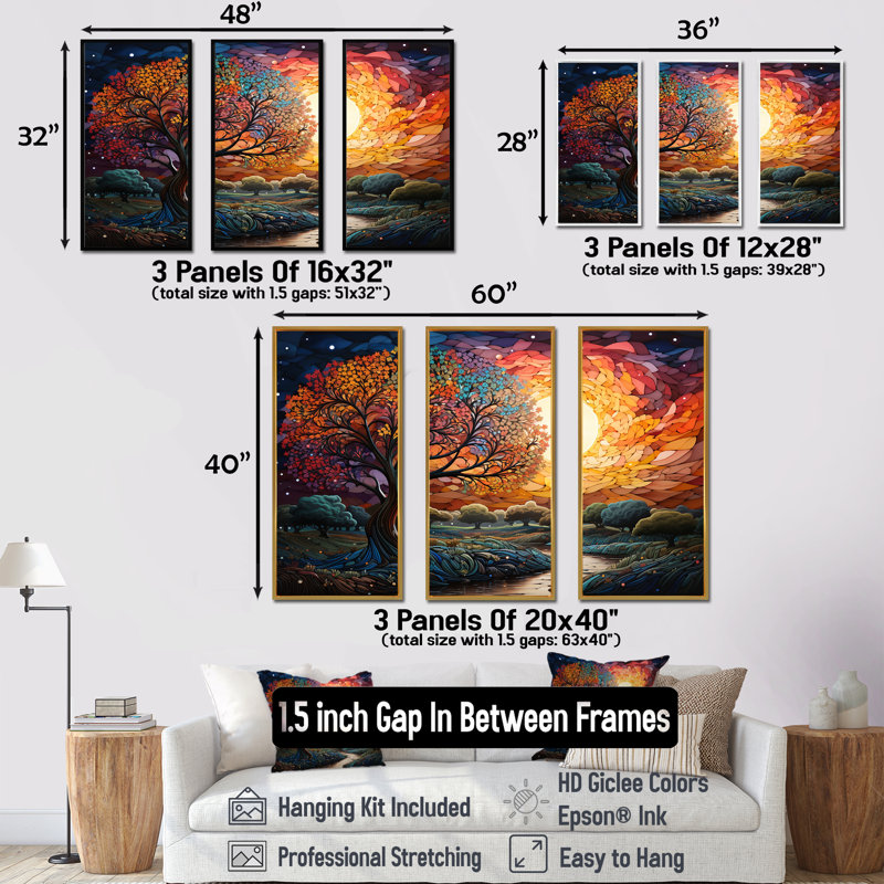 Ensemble de salon d'art mural campagne, Cadre naturel flottant, H 32 po x l 48 po x P 1 po