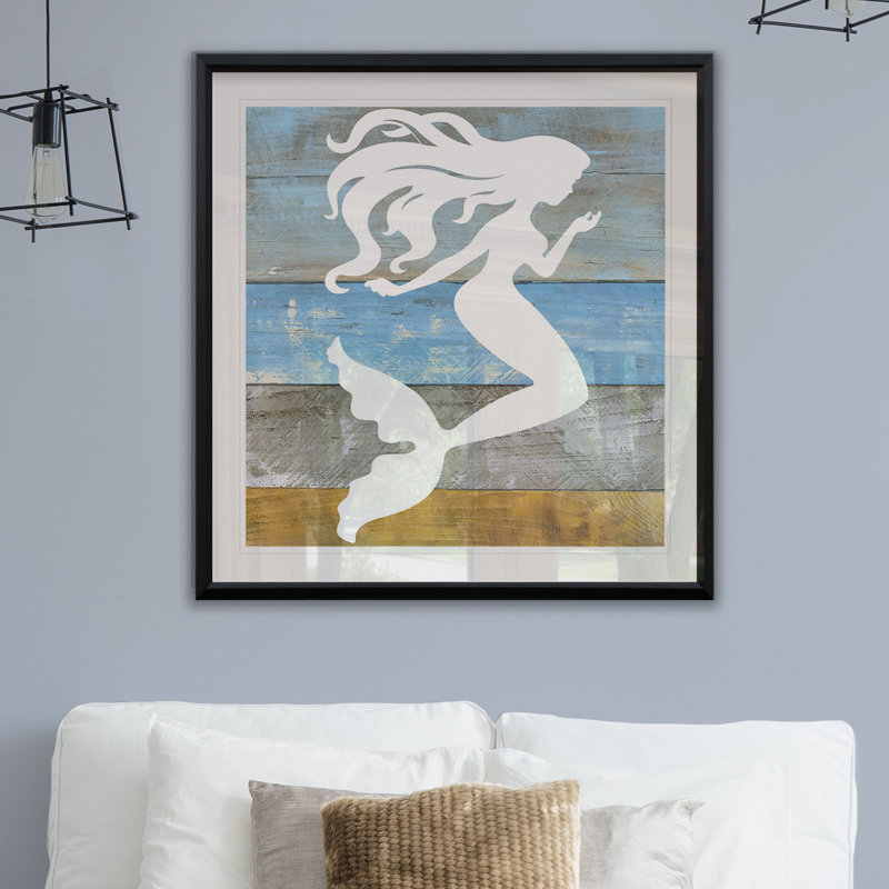 «Woodgrain Mermaid» - reproduction de cadre photo, H 17,5 po x l 17,5 po x P 1,5 po