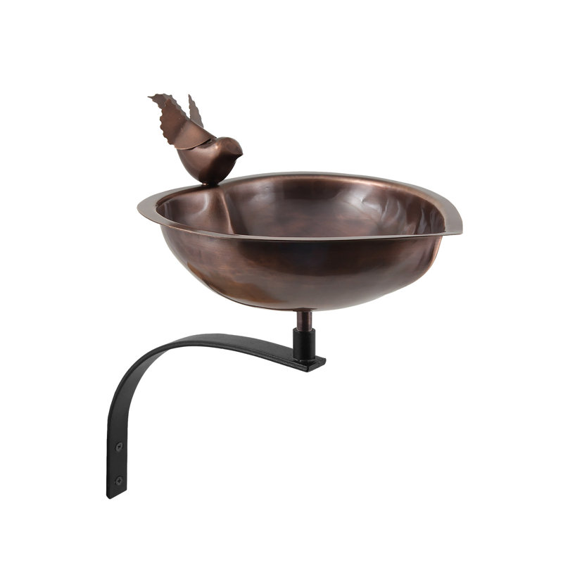 Heart Shaped Birdbath with Wall Mount Bracket