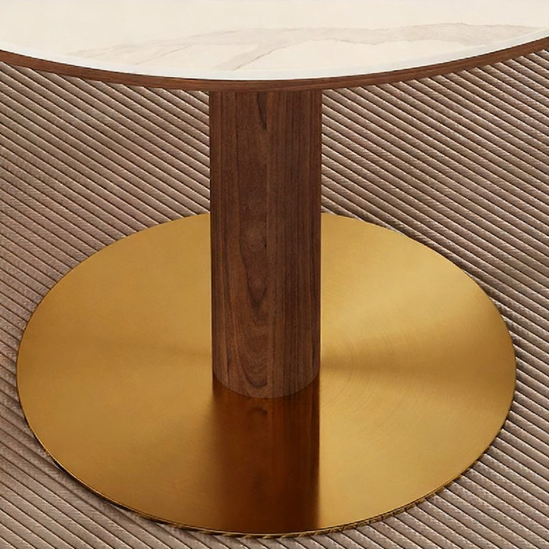 White&Walnut Round Sintered Stone Dining table