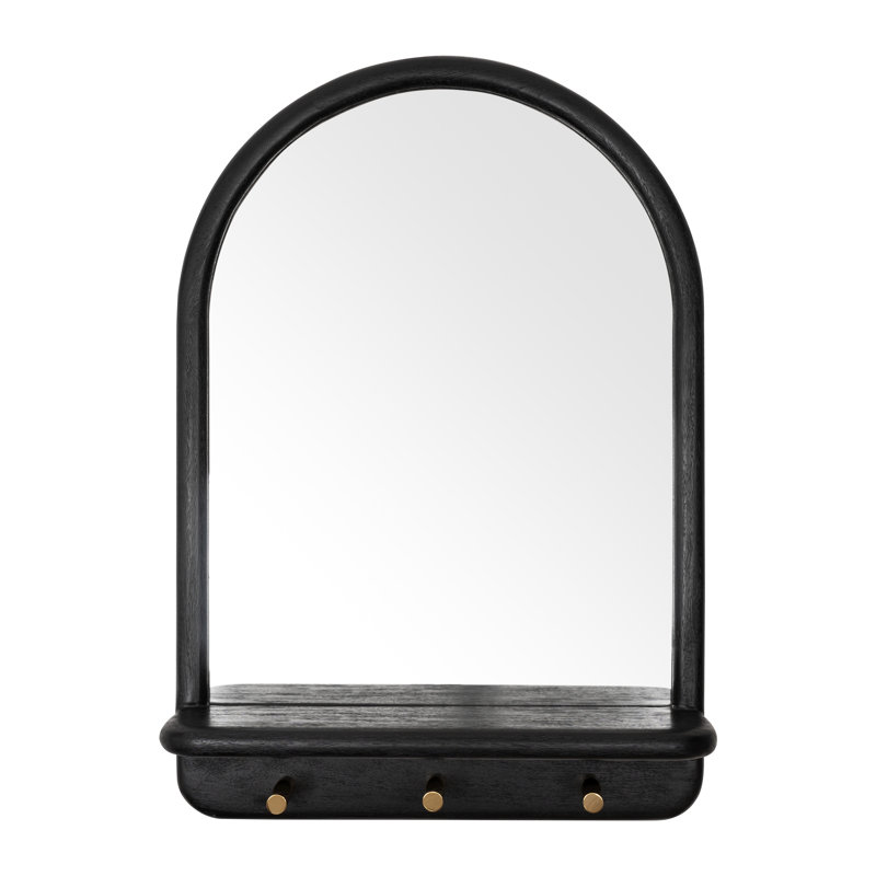 Erving Solid Wood Accent Wall Mirror, Black