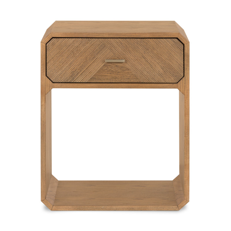Caspian Nightstand-Black Ash Veneer, Natural Ash