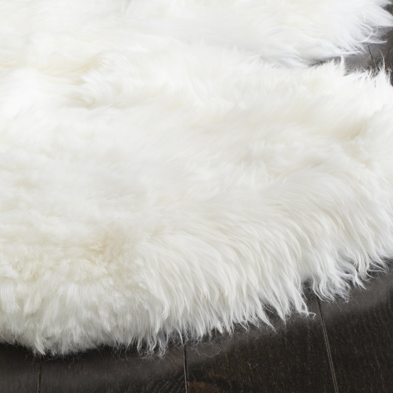Keira Solid Colour Sheepskin Hand Woven Area Rug, Runner 61cm x 257cm