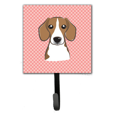 Porte-laisse à carreaux et crochet mural Beagle
