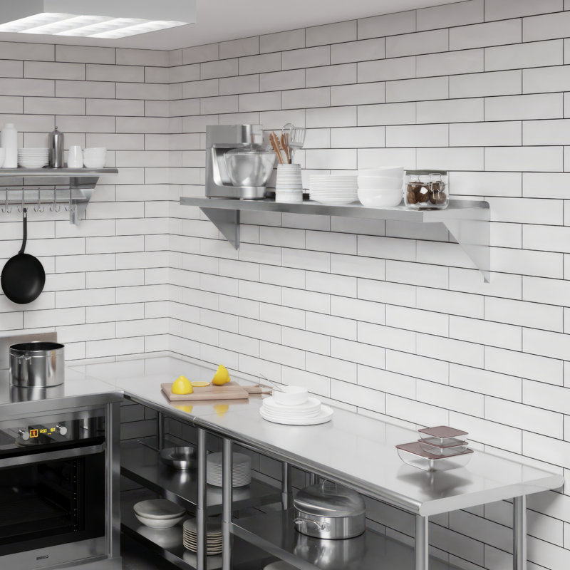 60" Stainless Steel Wall Shelf with Brackets for Kitchen and Garage