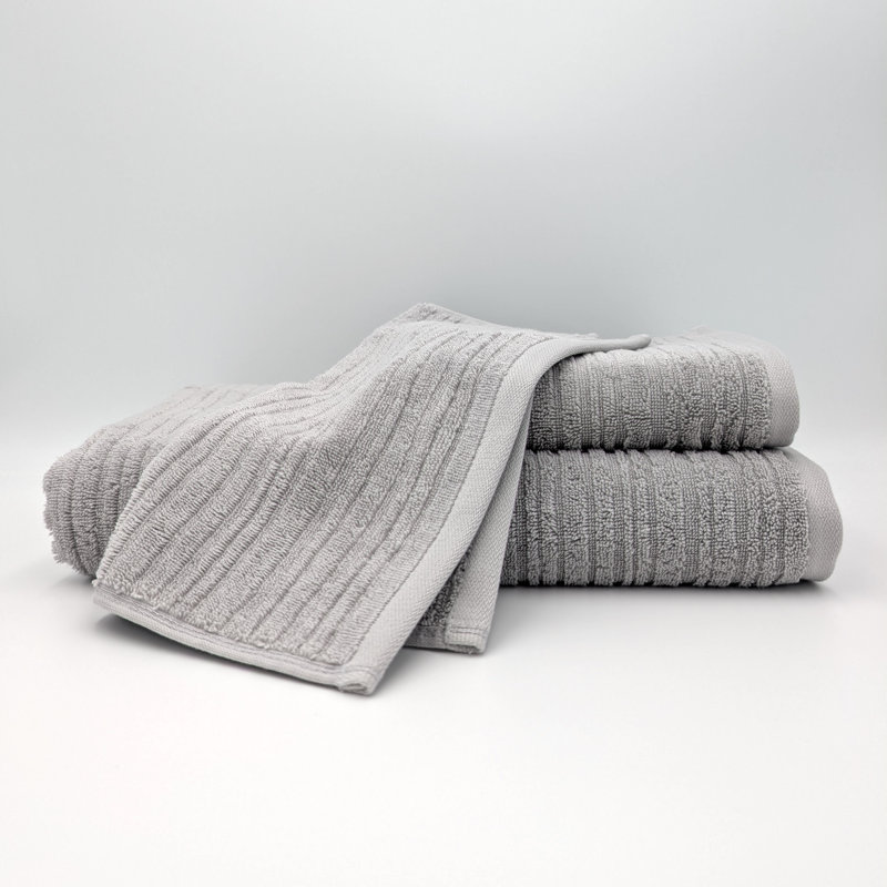 100% Cotton Washcloth and Hand Towel, Ciment