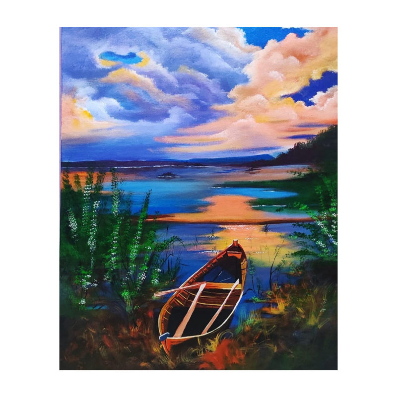 Bateau au coucher du soleil | Acrylique sur toile | Par Gulpasha | Décoration murale