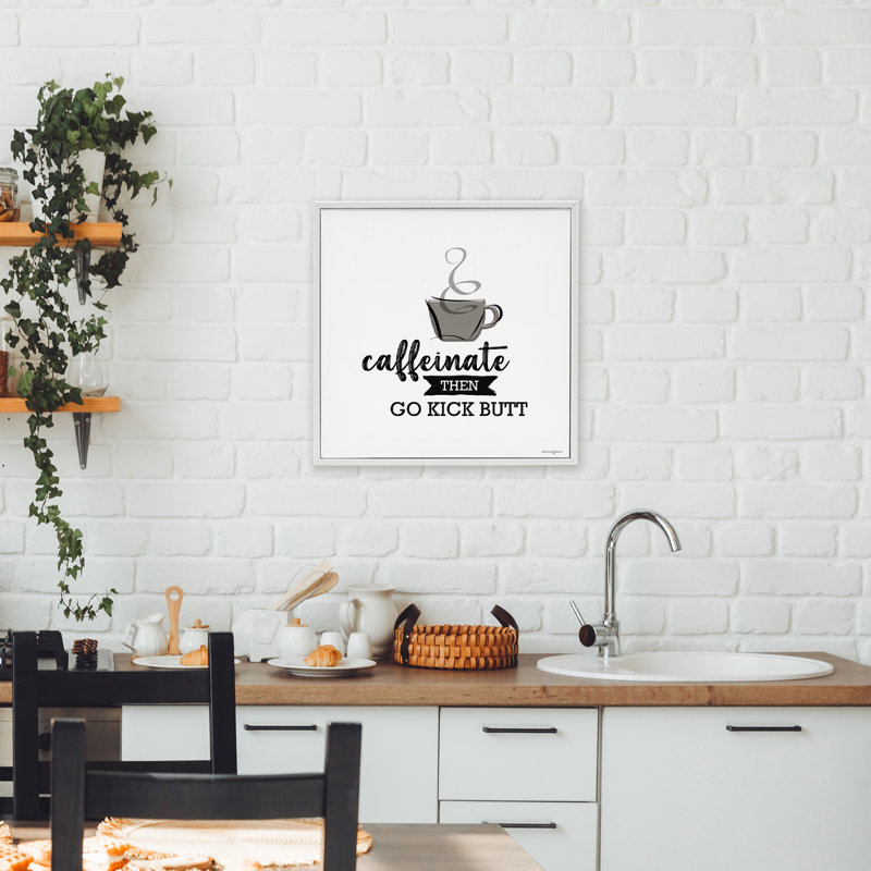 Cafféine, puis coup de pied, estampe numérique, design par Seven Trees Design, H 17 po x l 17 po