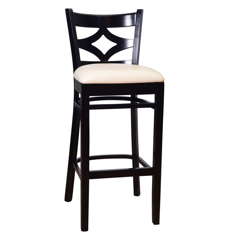 Stahr Upholstered Counter Stool with Solid Wood Frame, Natural, Bar Stool (30" Seat Height), Black
