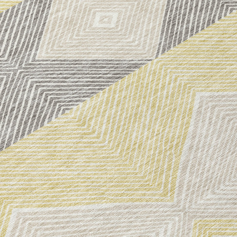 Machine Washable Indoor/Outdoor Chantille ACN2545 Geometric Rug, Ivory, 5' x 7'6"