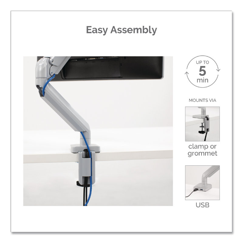 Fellowes® Single Screen Desktop Mount, Silver