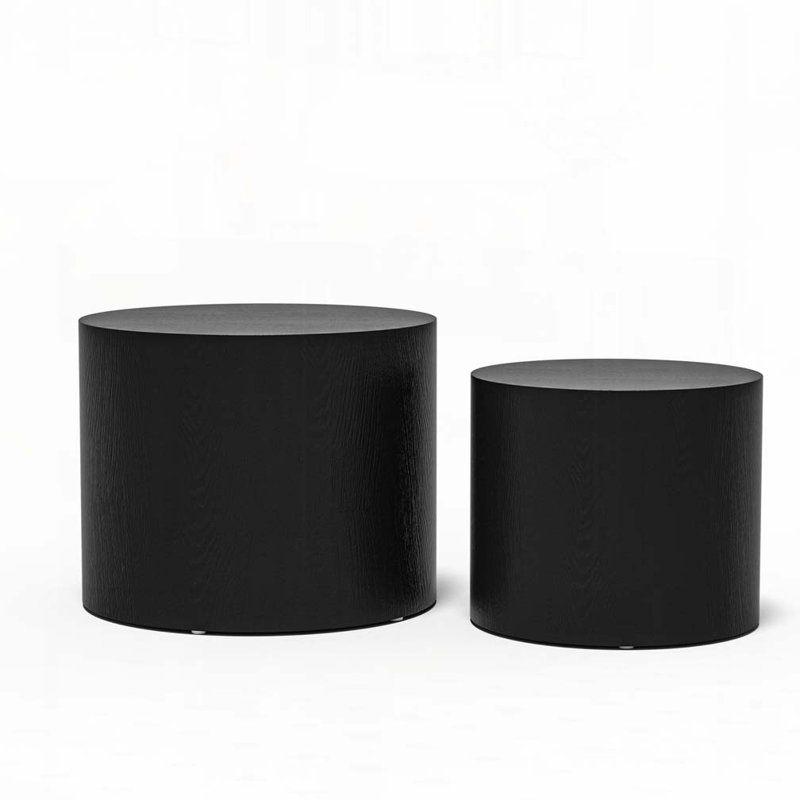 Side Table & Coffee - Black With Ash/oak/walnut Veneer, Ideal For Living Room And Bedroom 2 In Ash, Oak, Walnut Veneer A Practical Area