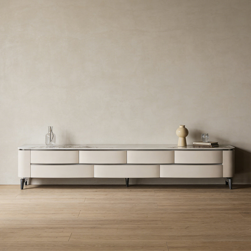 Meuble télé italien minimaliste et luxueux, H 21,65 po x L 94,48 po x l 15,74 po