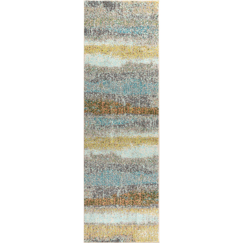 Lasley Contemporary POP Modern Abstract Vintage Cream/Yellow Rug, Runner 2'3" x 8'