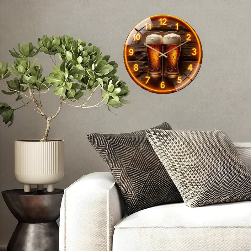 Horloge murale en verre Neon Beer
