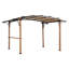 Pergola d'extérieur robuste 8,5 pi x 13 pi avec comptoir de bar et tablettes, pavillon en textilène arqué, poteaux en acier à grain de bois pour patio et cour arrière