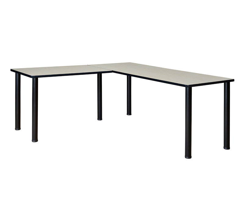 Kee Corner L Shaped Desk Top, Maple/Black, 29" H x 60" W x 66" D