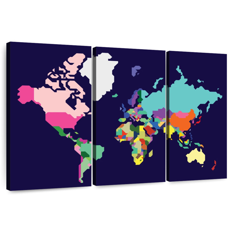 Aliaz Pastel World Map, 20" H x 33" W