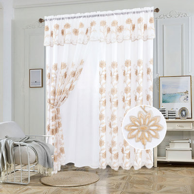 Panneau de rideau simple obscurcissant à motif floral Voile
