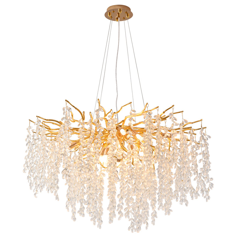 Grands lustres en cristal modernes à branches à intensité variable pour salle à manger, 6 lumières