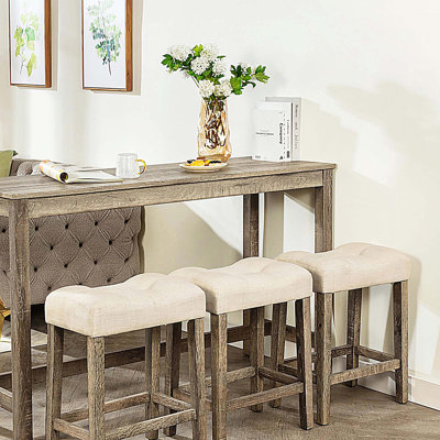 Ensemble de table de bar 4 pièces, table de bar et 3 tabourets rembourrés