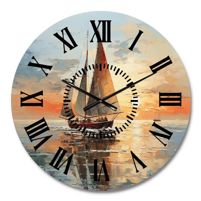 Horloge murale Minimalisme - Voilier Rhythms I - Voilier noir, Médium