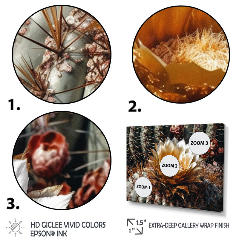 «Kamryn Yellow Red Cactus», impression sur toile, Cadre photo noir, H 12 po x l 20 po x P 1 po