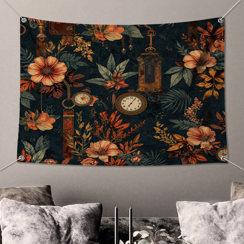Tapisserie murale «Floral», H 104 po x 88 avec 4 œillets