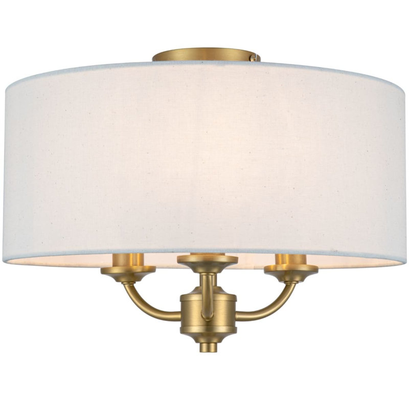 Winston 3 Light Classic Ceiling Light with Faux Linen Outer Shade - 36x36x26cm, 3xE14. Max. 10W LED (Bulb not included)