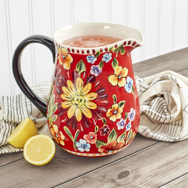  Sangria Pitcher Gift Set. Fiesta Yellow Pattern : Home & Kitchen