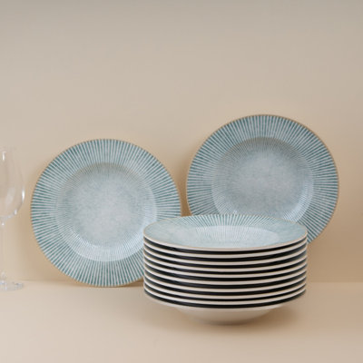 Paros-Aqua Premium Porcelain Prime Round Deep Plate, 9"