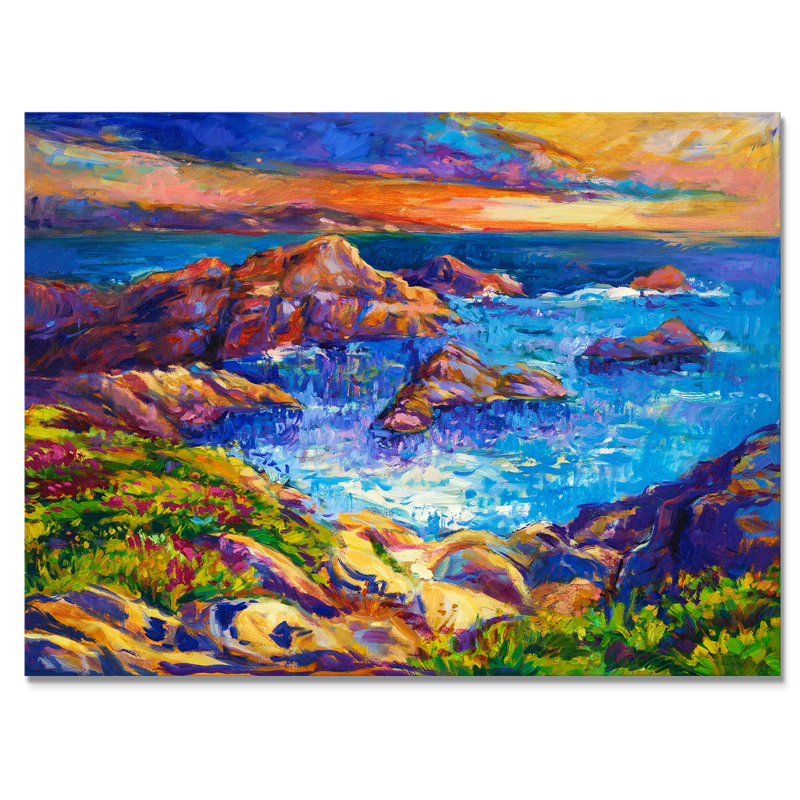Océan et falaises en Grèce, reproduction d'art mural en bois nautique et côtier, H 12 po x l 20 po x P 1 po, Toile tendue