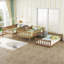 Lit superposé simple en bois d'hévéa simple, avec échelles, lit superposé détachable, double au-dessus d'un lit simple au-dessus d'un lit simple, naturel