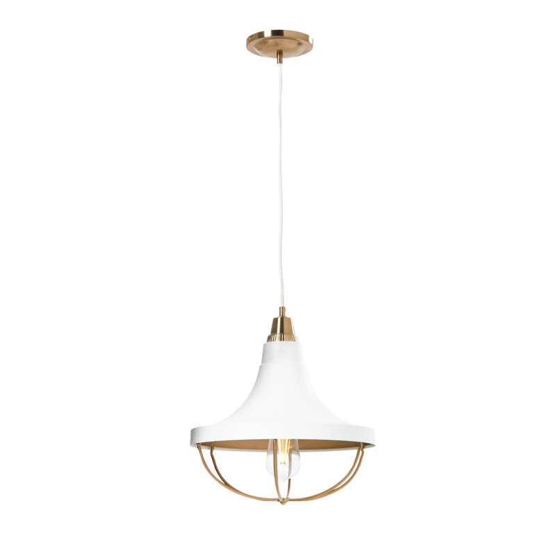 Luminaire suspendu bol 1 lumière, Laiton / blanc