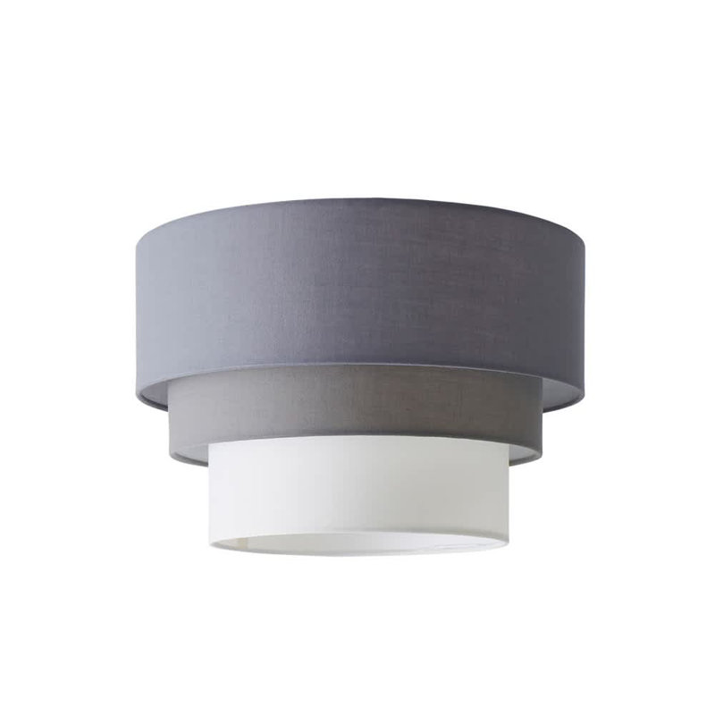 Aztec 24cm H Cotton Drum Pendant Shade ( Spider ), Grey/White