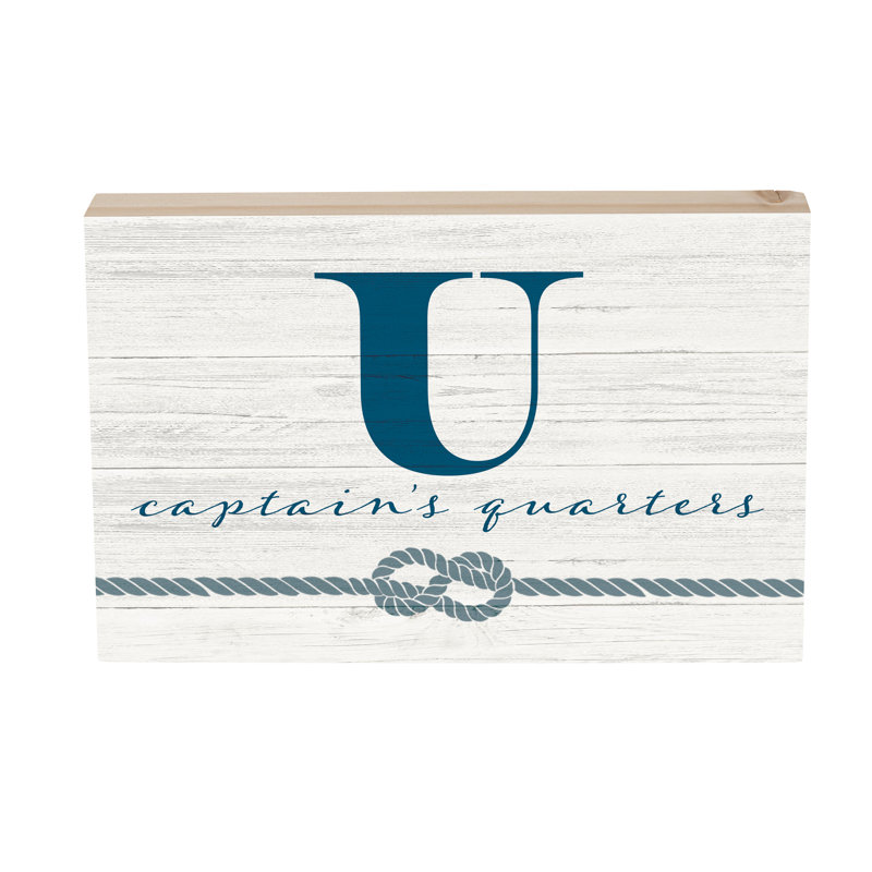 Capitaine en bois côtier monogramme 12 po x 8 po