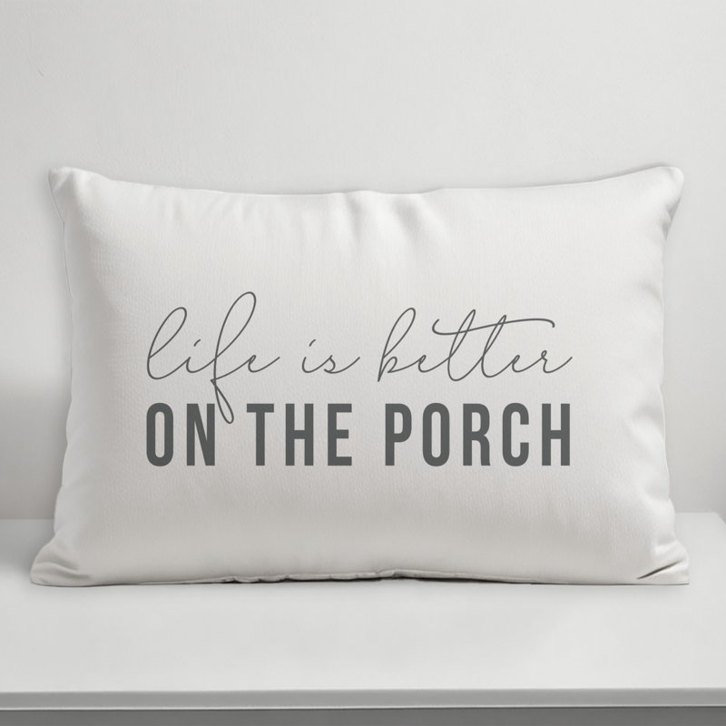 Outdoor Reversible Throw Pillow, White/Gray