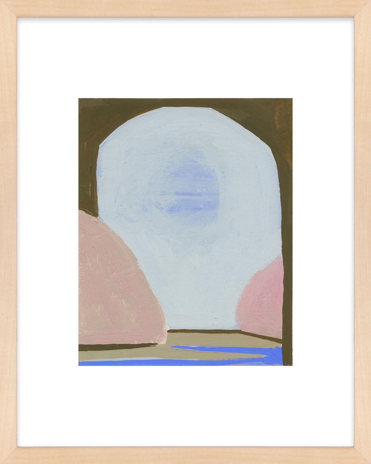 Morning Sky 3 Painting by Andrea Stokes, 50" H x 40" W, Brown Framed