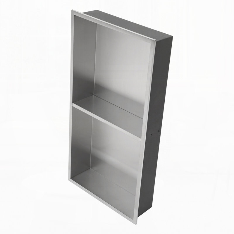 Stainless Steel Shower Niche Double Shelf, Brushed Nickel
