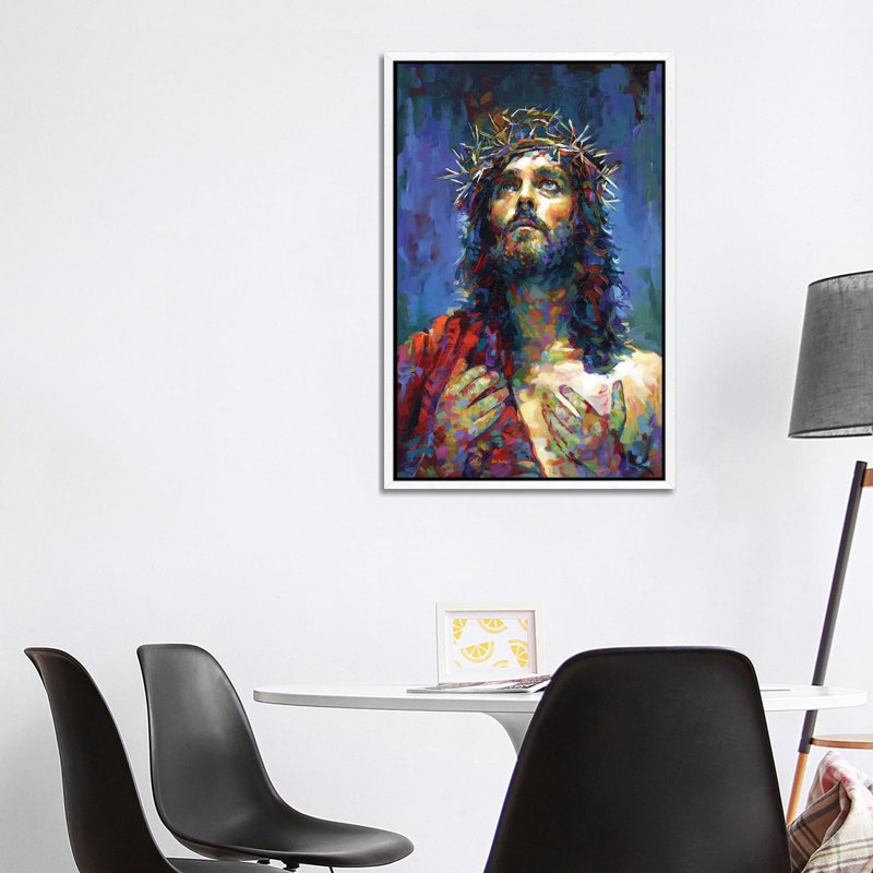 Jesus Christ by Leon Devenice - Painting on Canvas, 101.6 cm H x 66.04 cm W, White Framed Canvas