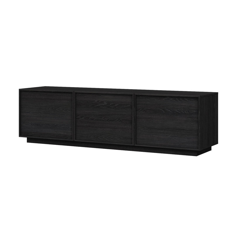 Meuble télé moderne avec rangement de 63 po de largeur et meuble télé pour téléviseur de 70 po ou moins, 63", Noir