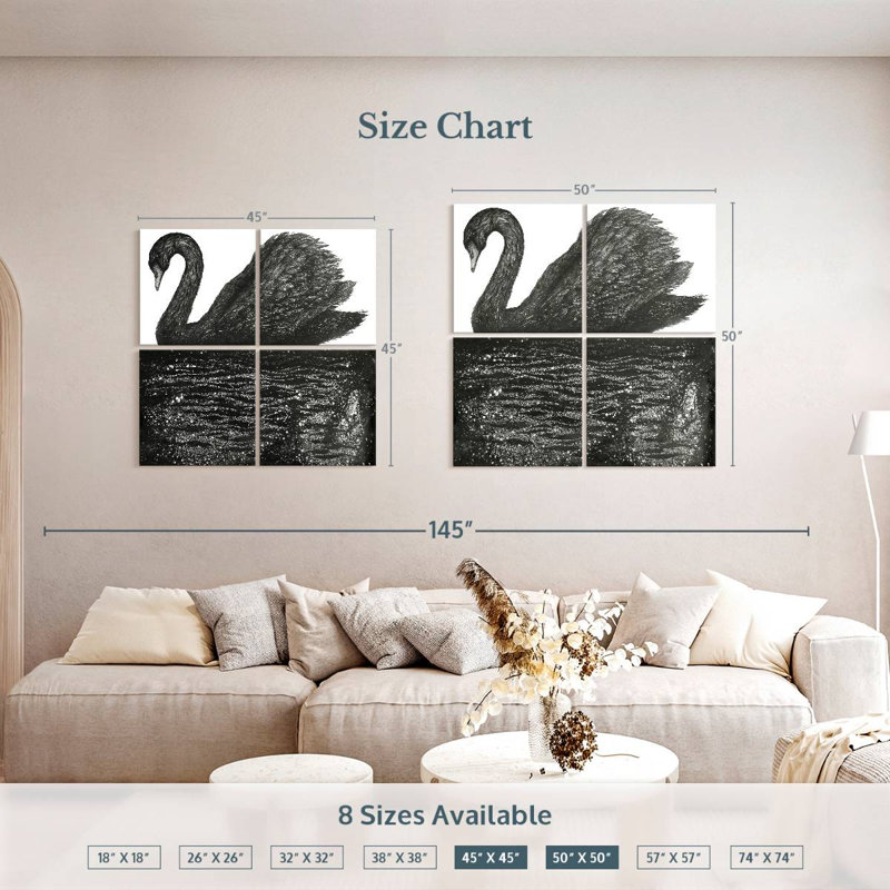 Brampt Black Swan Reflection, 50" H x 50" W