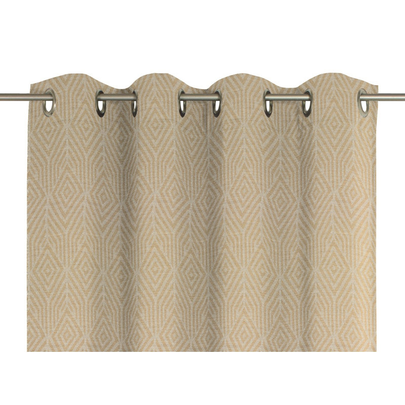 Caleigh Easy Diamond Eyelet Opaque Curtain, Bisque/Wheat, 145 W x 145 D cm