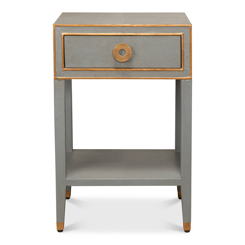 Shagreen 1 - Drawer Solid Wood Nightstand, Storm Gray