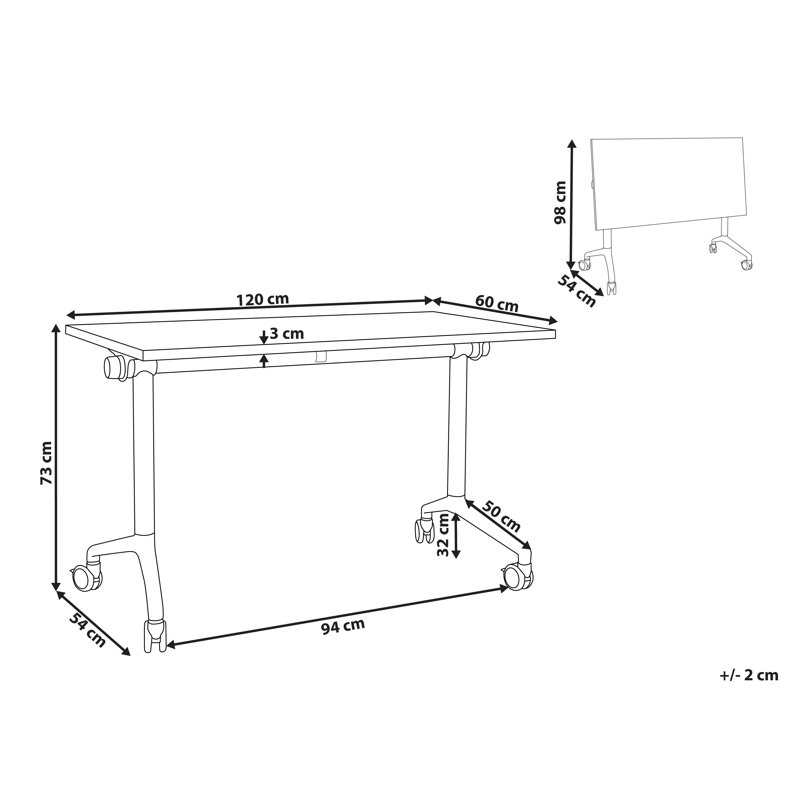 Abbondio Standing Desk, Dark Brown/White, 73cm H x 120cm W x 60cm D