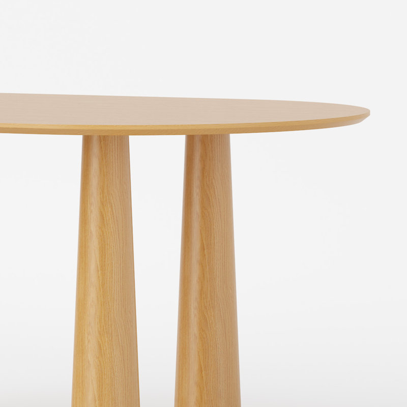 Table de cuisine ovale en bois 30 po avec 4 pieds, H 30 po x L 79 po x l 40 po, Bois naturel