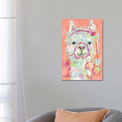 Llama Love 1 Piece Wrapped Canvas Wall Art